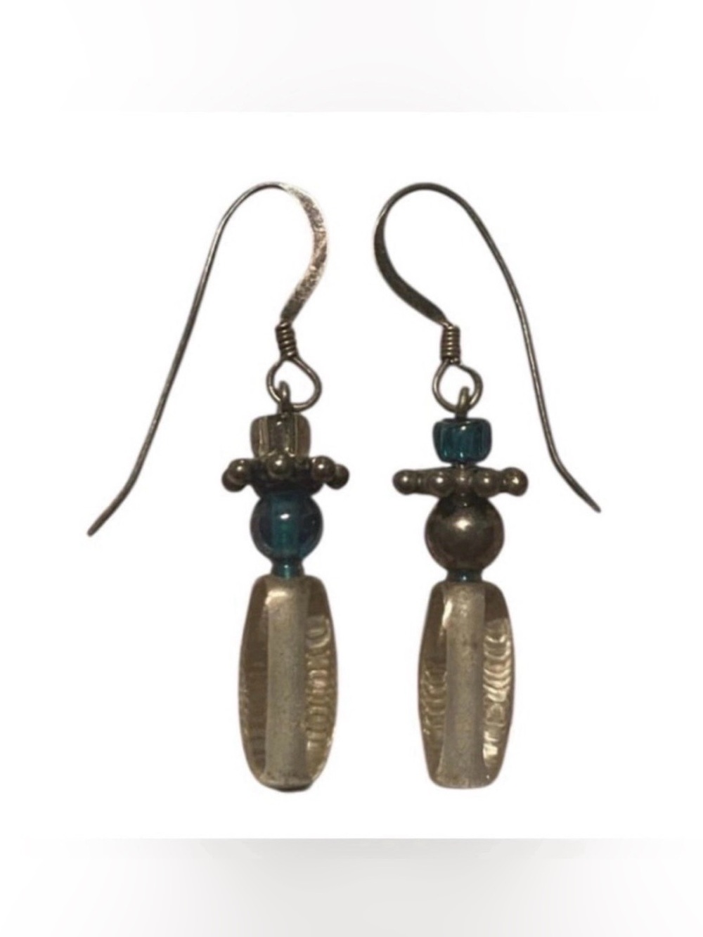 Sterling Silver Handmade Glass Bead Pierced Earrings #7227 💎